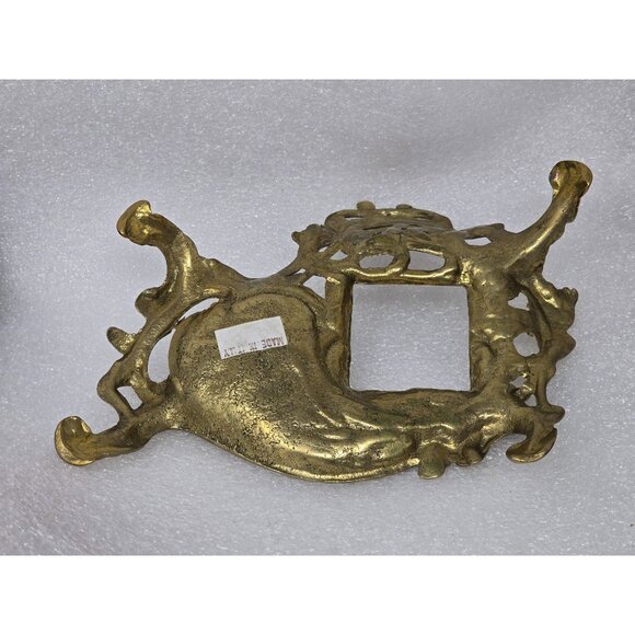 Vintage Ornate Art Nouveau Brass Footed Inkwell Holder With Intricate Details - Picture 2 of 3